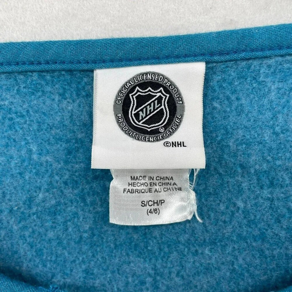 San Jose Sharks Lace-Up Sweatshirt Women's Sz S Blue Colorblock NHL Pullover - Picture 9 of 10